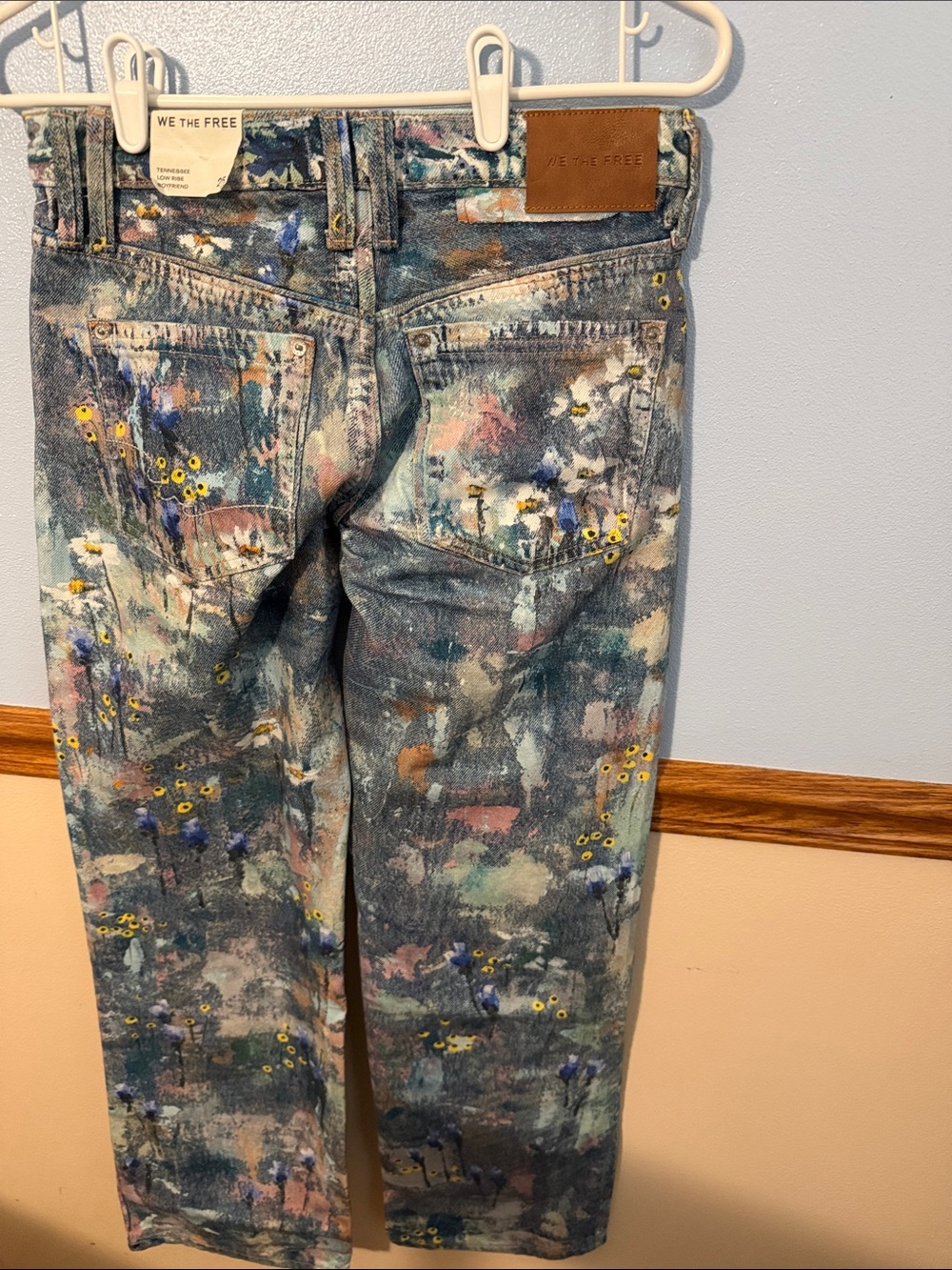 Free People We The Free Tennessee Low Rise Illusion Canvas Painted Jean Size 25 - Picture 2 of 5